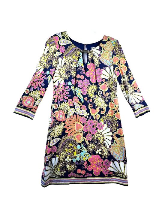 Trina Turk Dresses & Skirts - Trina Turk Floral Paisley Shift Dress 6 Hippie Boho Kaleidoscope Lined Keyhole